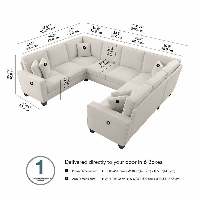 Stockton 113W U Shaped Sectional Couch by Bush Furniture On Sale