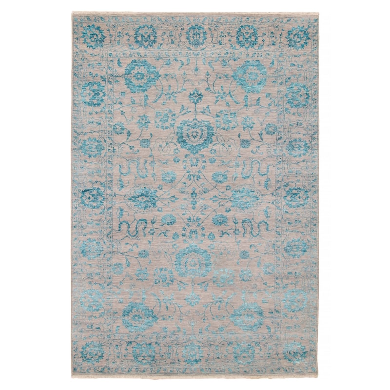 ECARPETGALLERY Hand-knotted Heritage Light Grey Silk, Wool Rug - 6' 1" x 8' 11" - Light Grey - 6' 1" x 8' 11" - Rectangle