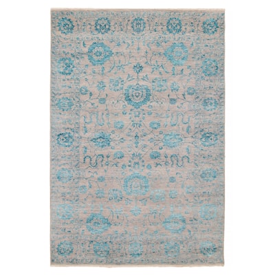 ECARPETGALLERY Hand-knotted Heritage Light Grey Silk, Wool Rug - 6' 1" x 8' 11"