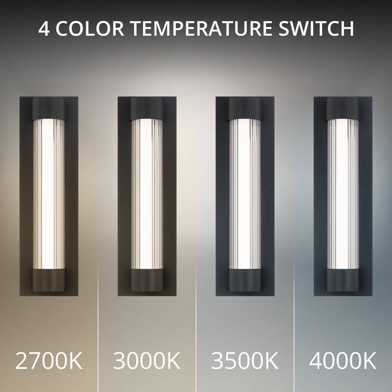 Chyzel 18in LED Outdoor Wall Light Selectable CCT 2700-3000-3500-4000K set to 2700K in Black