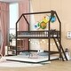 preview thumbnail 19 of 25, Twin Over Twin-Twin House Bunk Bed with Guardrail, Ladder Espresso