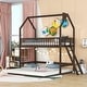preview thumbnail 14 of 36, Twin Wooden House Bunk Bed w/ Extending Trundle, Roof & Ladder