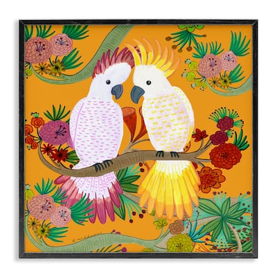 Stupell Bright Cockatoos & Foliage Framed Giclee Art Design By Kay Widdowson