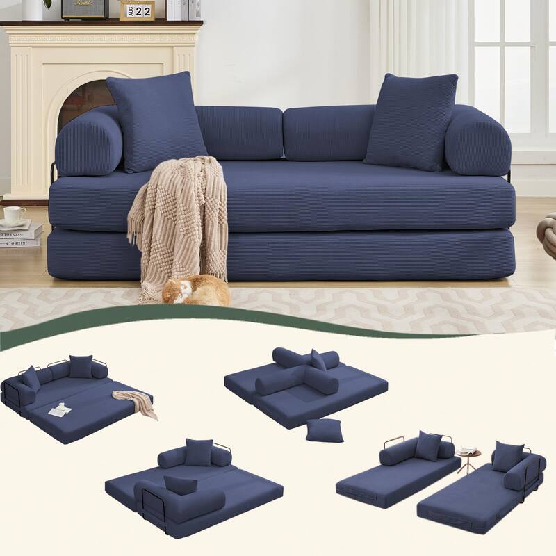 Convertible Out Sofa Bed, 4-in-1 DIY Combination Convertible Sofa, Folding Sleeper Sofa with Adjustable Armrests