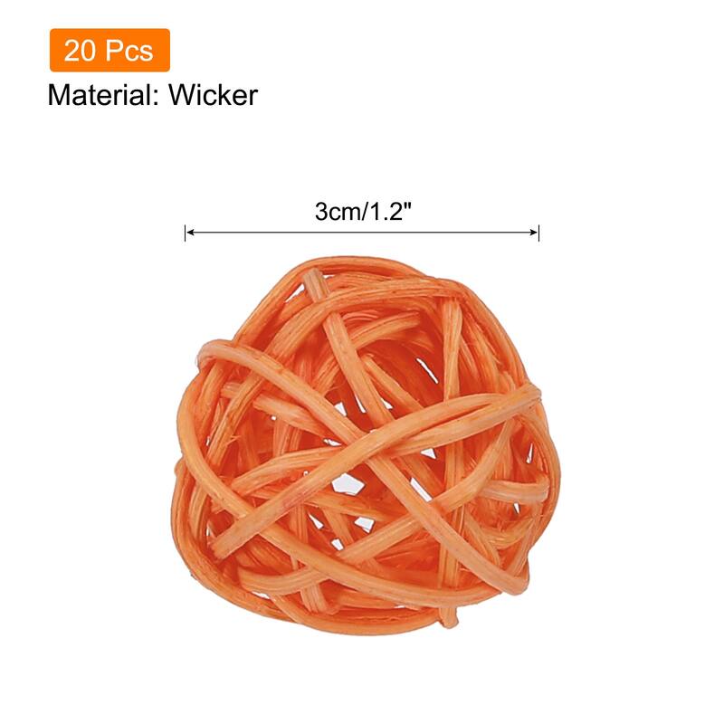 20 Pcs Wicker Rattan Balls 1.2In for Vase Fillers Party Decorative - Orange