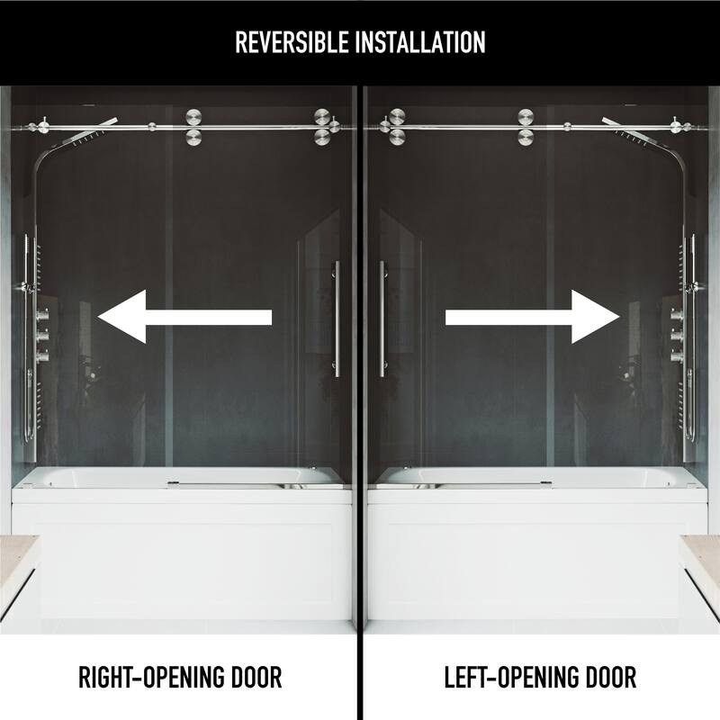 VIGO Elan 56" to 60" W x 66" H Frameless Sliding Tub Door