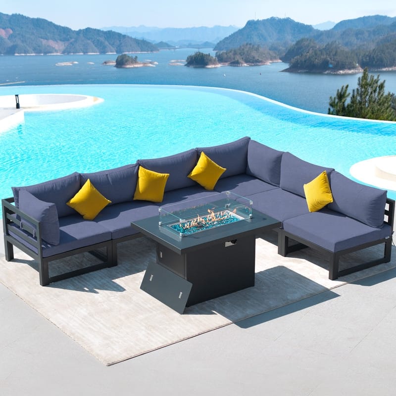 FINCATI Aluminum Outdoor Patio Furniture Conversation Sectional Sofa Set