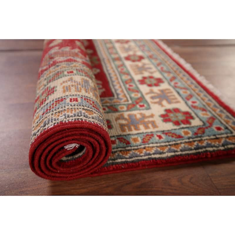 Red Kazak Rug Hand-Knotted Oriental Foyer Wool Carpet - 2'6" x 4'1"