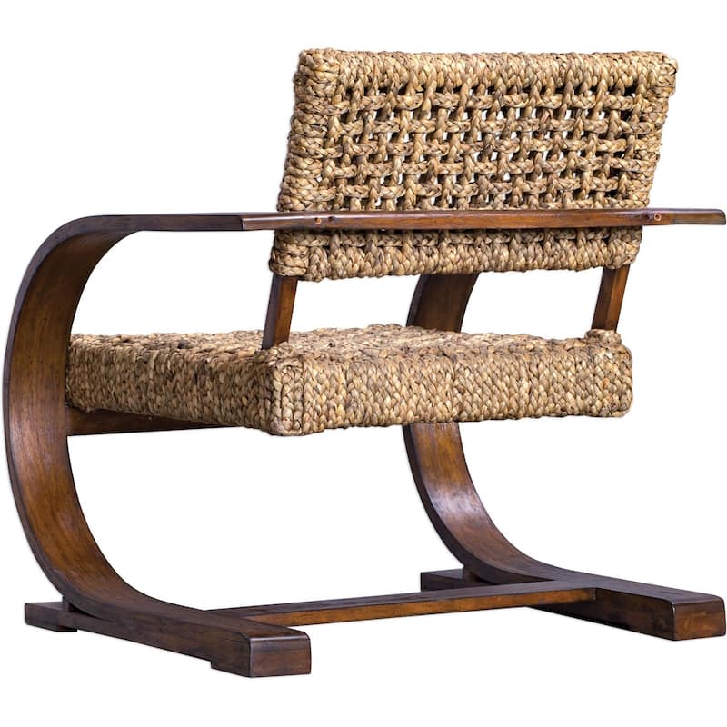 Uttermost Rehema 30" Wide Wood Framed Dual Arm Accent Chair