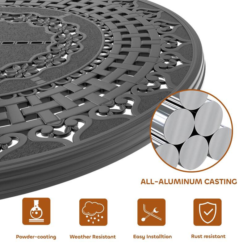 7/9-Piece Cast Aluminum Outdoor Dining Set with 82.87'' L X 42.13'' W Oval Table and Random Color Seat Cushions
