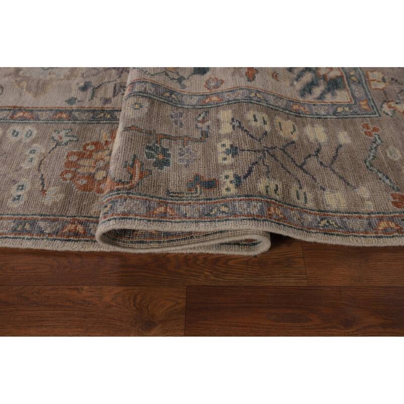 Vegetable Dye Oushak Turkish Area Rug Handmade Geometric Wool Carpet - 6'0"x 8'9"