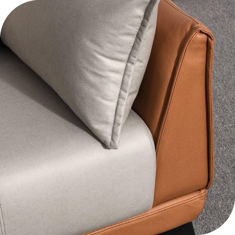 Modern Faux Leather 3-Seater Sofa with Black Legs - 83.46"