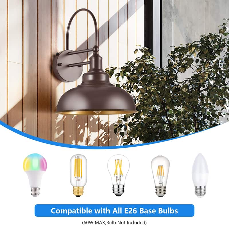 Farmhouse Gooseneck Dusk to Dawn Outdoor Wall Lights A set of two, Waterproof for House Porch Garage