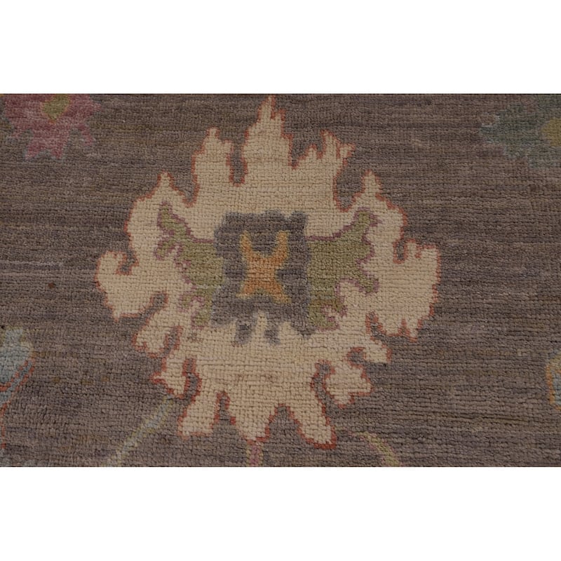 All-Over Gray Oushak Vegetable Dye Area Rug Handmade Wool Carpet - 9'0" x 11'11"