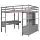 preview thumbnail 12 of 16, Full Loft Bed with Desk, Storage Shelves, and Drawers, Grey