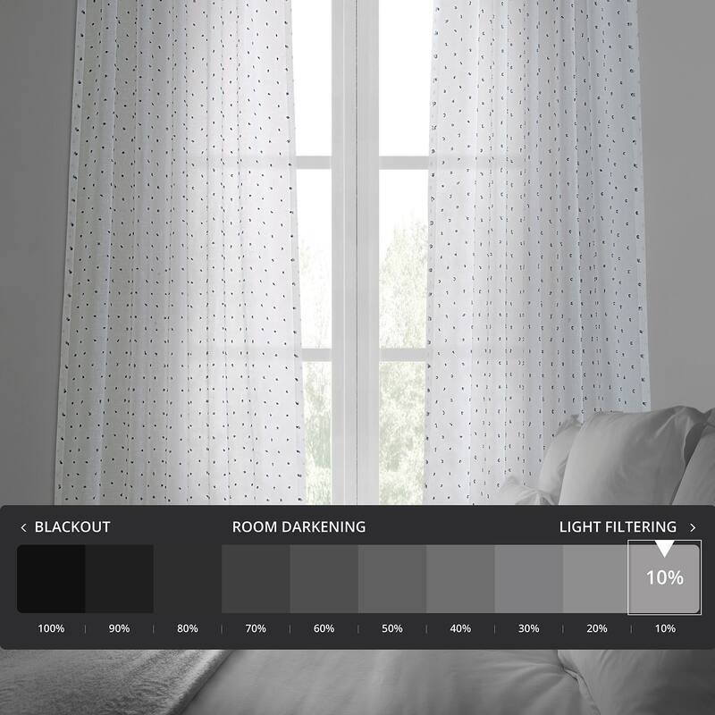 Exclusive Fabrics Altair Blue Patterned Linen Sheer Curtain (1 Panel)