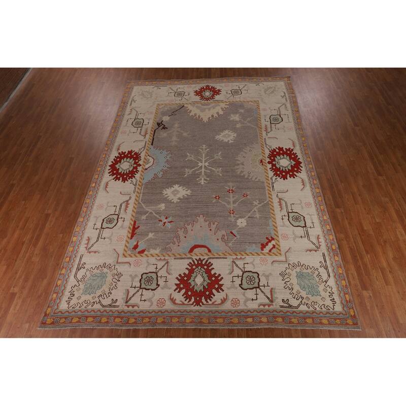 Oushak Turkish Large Area Rug Vegetable Dye Handmade Wool Carpet - 10'0"x 14'3"