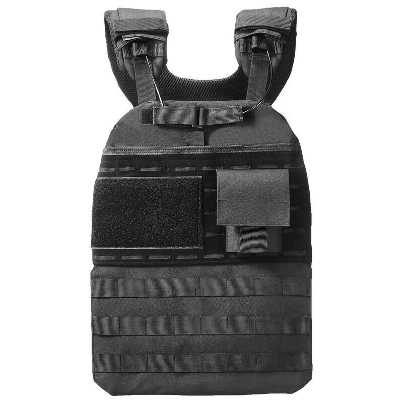 Black Nylon Adjustable Weighted Vest with Pocket, Up to 40 lbs Capacity - 40 lbs