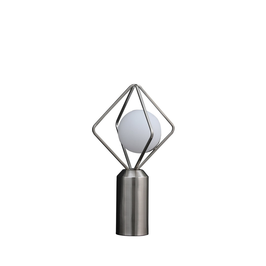19.5" In Ernst Modern Monoclinic Pendeloque Silver Metal Table Lamp