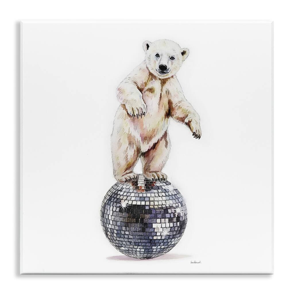 Stupell Polar Bear on Disco Ball Wall Plaque Art Design By Amanda Greenwood