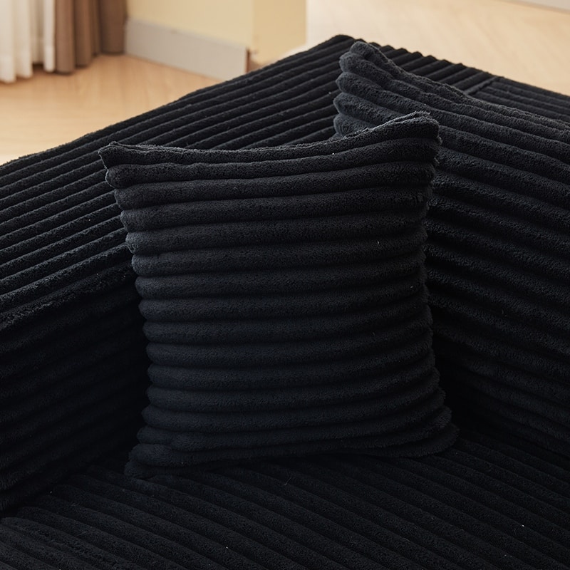 L-Shaped Modular Sectional Sofa with Chaise, Oversized Corduroy Upholstered 3 Seater Sofa, Deep Seat Cloud Couch with 6 Pillows