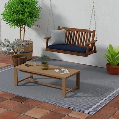 Sunbrella 48" x 18" Navy Solid Outdoor Bench Cushion with Ties - 18'' L x 48'' W x 3.5'' H