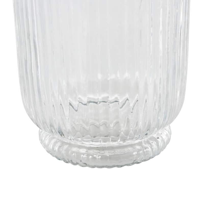 Glass Ribbed Fluted Candle Holder - Clear - Roche River Decor - 6"W x 6"L x 8"H