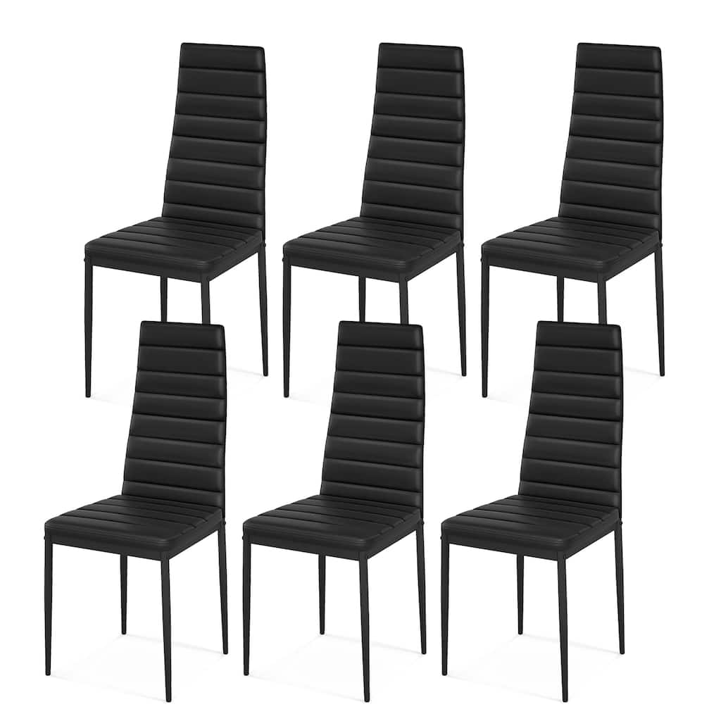 Gymax Set of 6 Dining Side Chair PVC High Back Metal Legs Kitchen Home