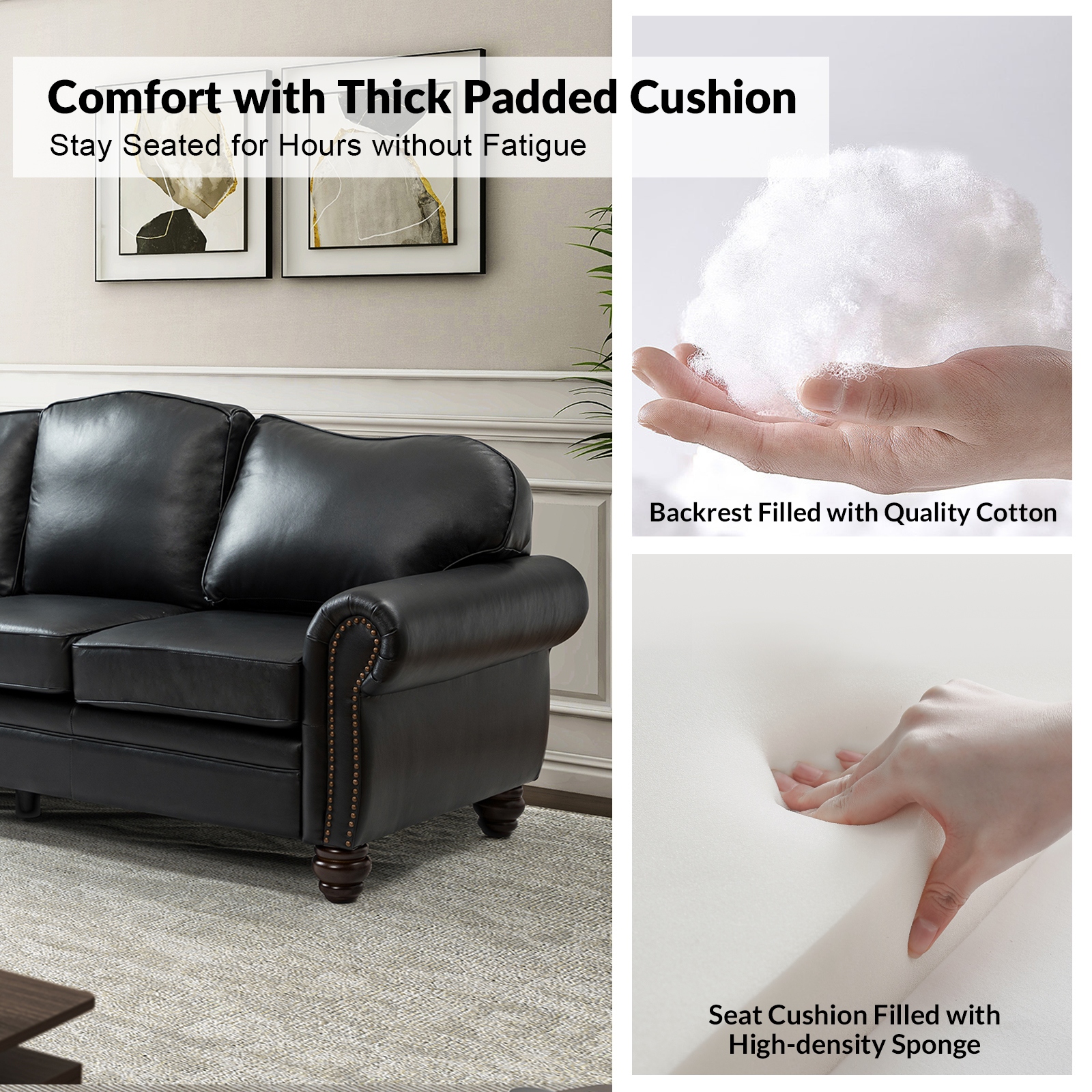Leather sofa with removable seat cushions hotsell
