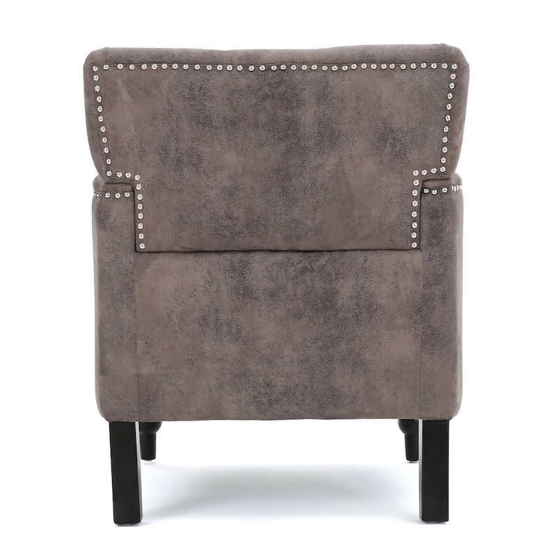 Grey+Brown 28" Button Tufted Club Chair