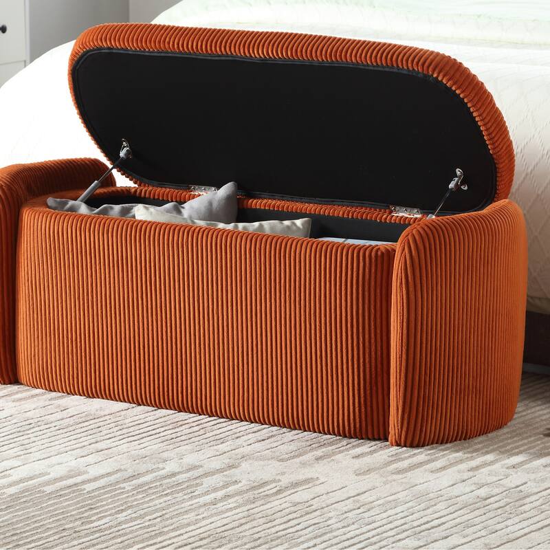 Entryway Upholstered Fabric Storage Ottoman