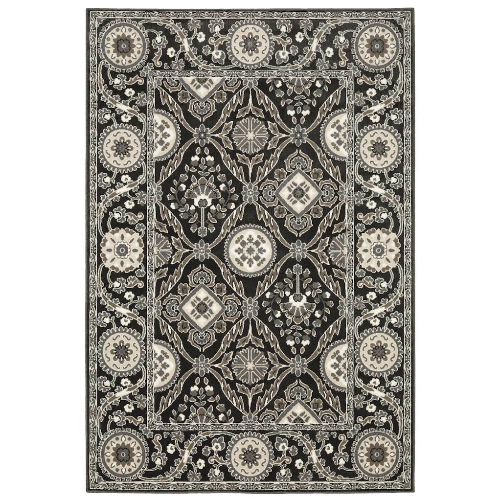 Style Haven Ripley Traditional Charcoal/ Grey Mixed Pile Area Rug