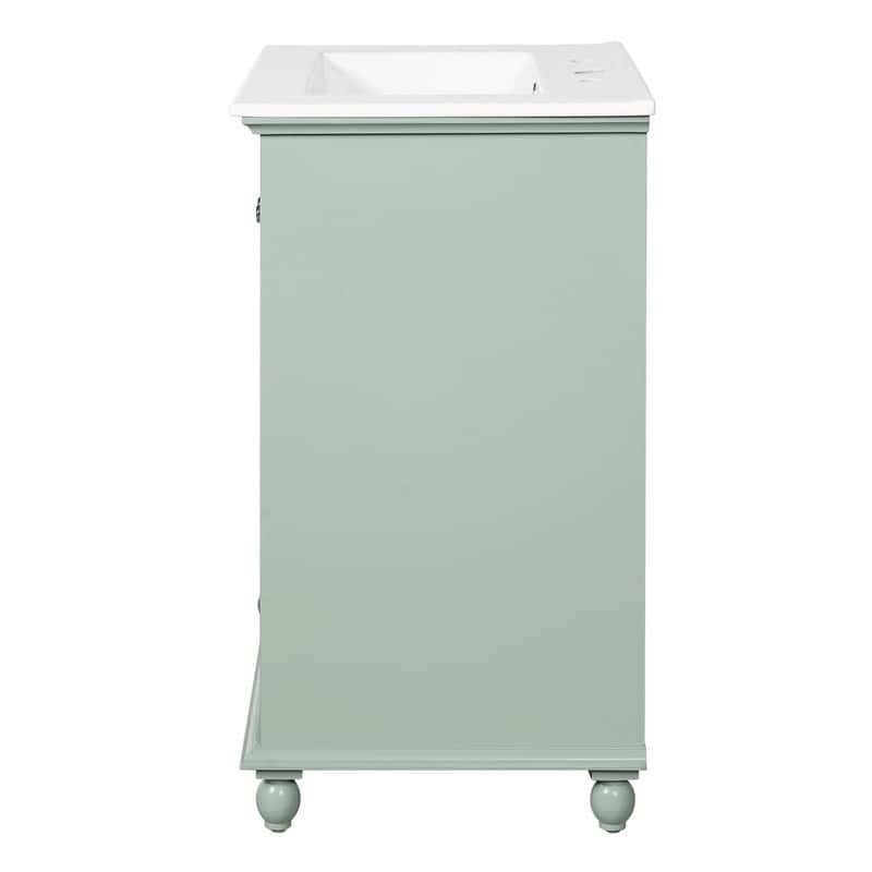 24" Bathroom Vanity with Ceramic Sink, Storage Cabinet with Soft-Close Doors and Drawer with Dividers