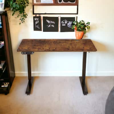 48" Adjustable Brown and Black and Black Computer Desk