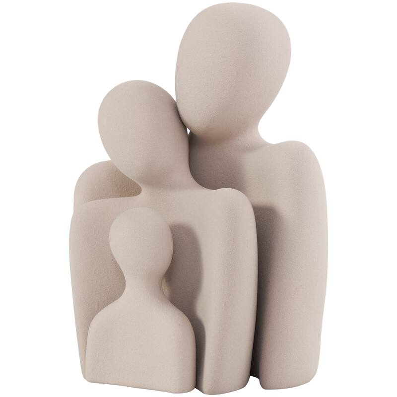 Cream Ceramic Nesting Family People Decorative Sculpture (Set of 3)