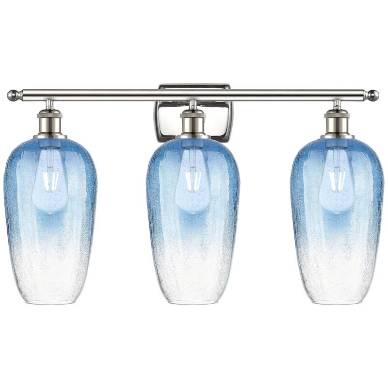 Innovations Lighting 516-3W-16-27 Brookhaven Flute Vanity Brookhaven - Polished Nickel / Sapphire Blue
