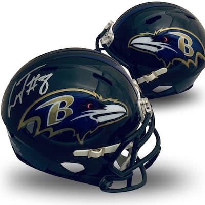 Lamar Jackson Autographed Signed Football Mini Helmet PSA DNA COA - 8'6" x 11'6"