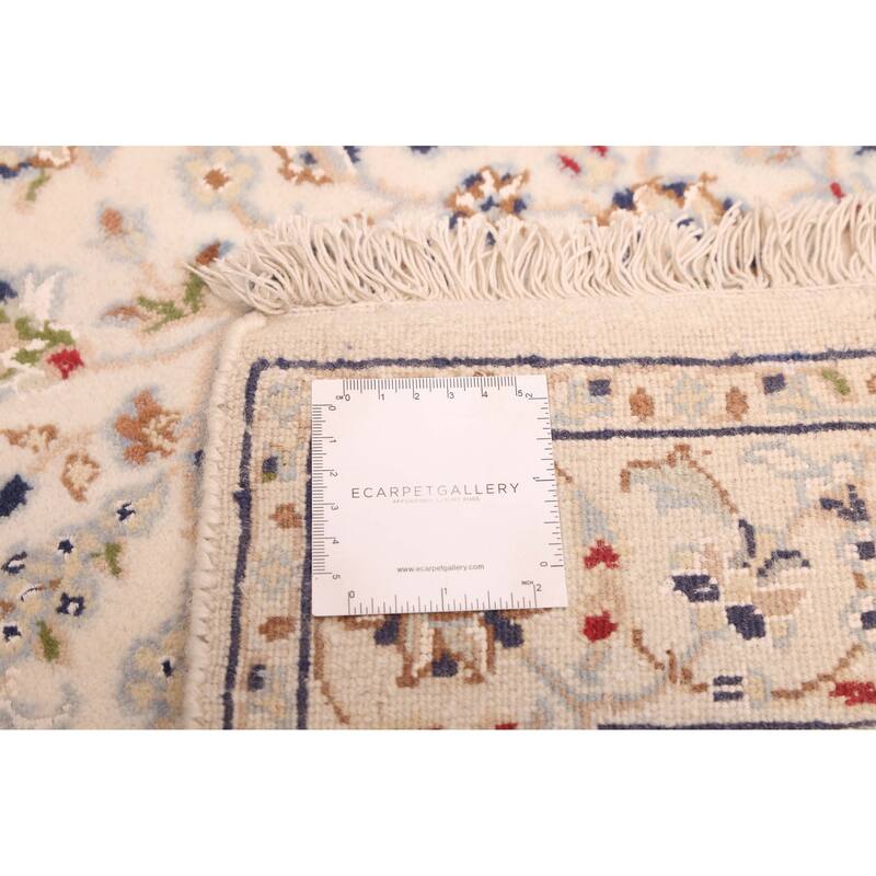 ECARPETGALLERY Hand-knotted Nain Cream Silk, Wool Rug - 2'8 x 16'3