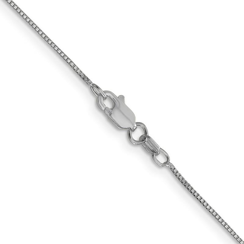 Curata 14k White Gold 0.7mm Polished Box Chain With Lobster Ankle Bracelet 9 Inch