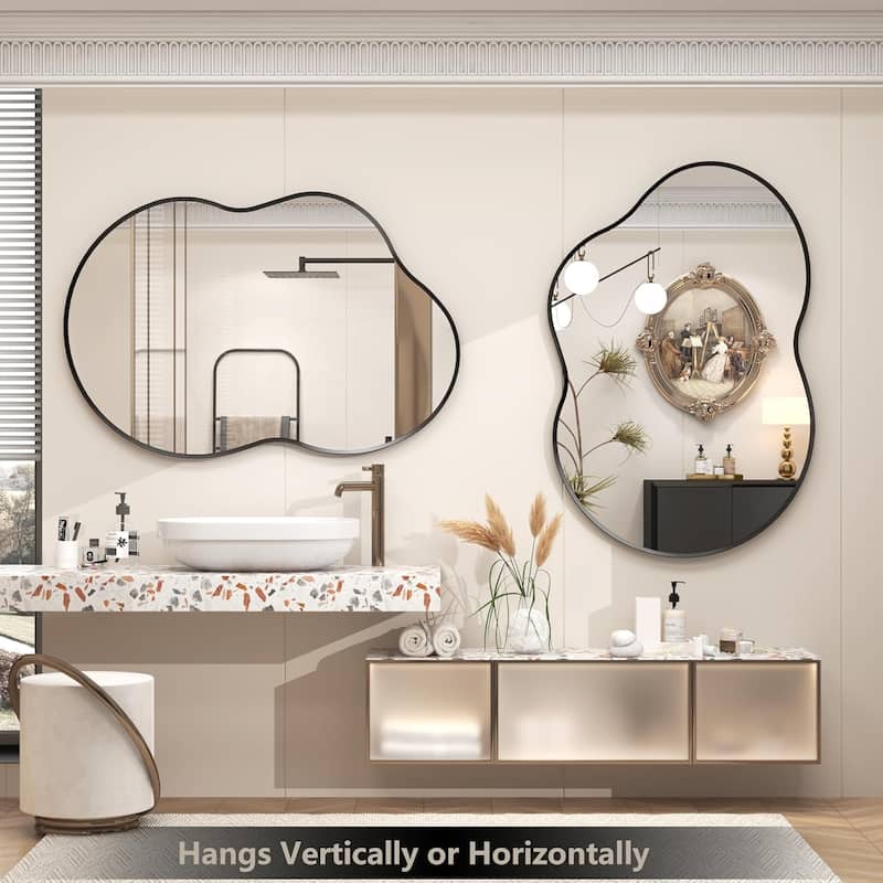 Asymmetrical Cloud High-Strength Aluminum Alloy Framed Easy French Mounted Wall Mirror