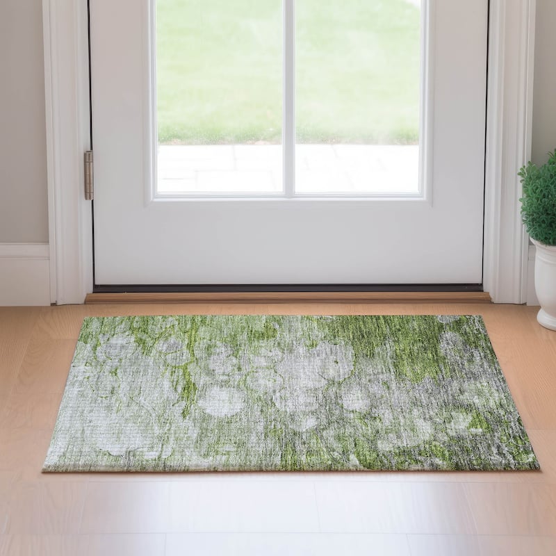 Premium Washable Super Soft Contemporary Ripples Mayfield Rug - Olive - 1' 8" x 2' 6" - Rectangle
