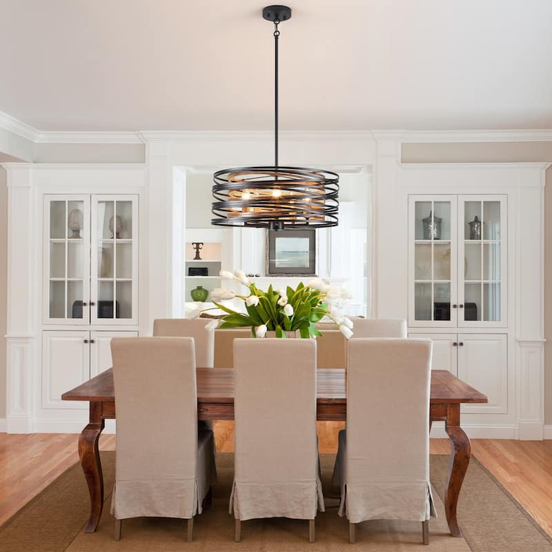 5-Light Drum Pendant Light for Kitchen and Dining Room