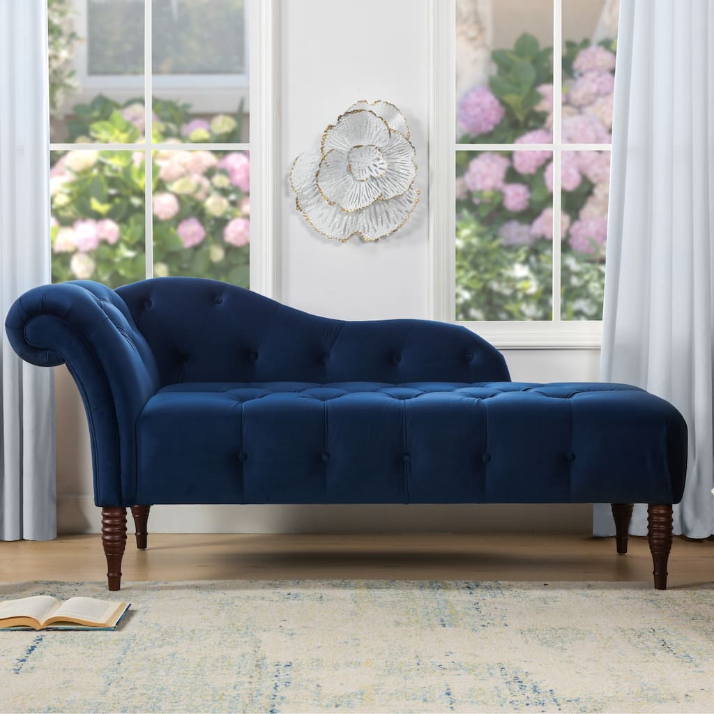 Seville 66" Mid-Century Modern Velvet Tufted Chaise Lounge - 66"W X 29"D X 30"H