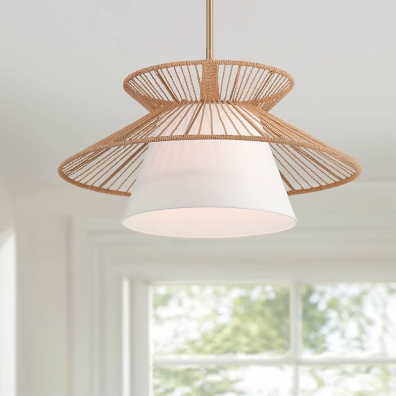 24" Wide Rope Fabric Modern Pendant Chandelier - 24" x 59"