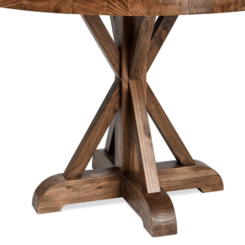 Maxwell 42" Round Pine Wood Dining Table in Brown Finish by Kosas Home
