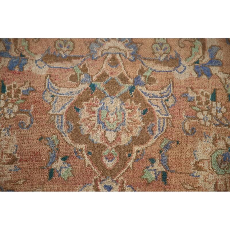 Hand Knotted Oriental 100% Wool Carpet Traditional Floral Coral Mashad Area Rug - 12' 6'' X 9' 2''
