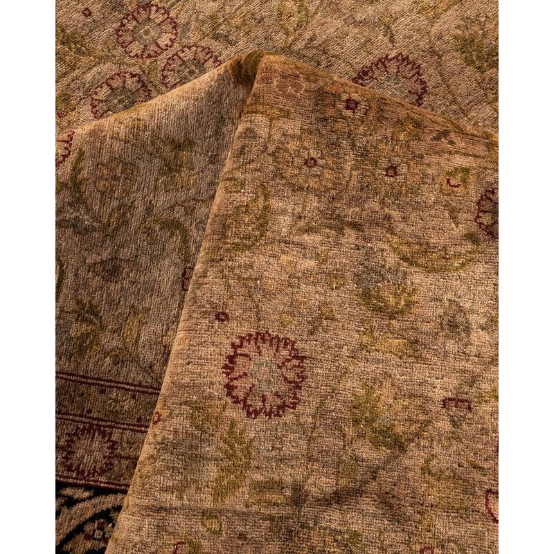 Overton Hand Knotted Wool Vintage Inspired Modern Contemporary Overdyed Brown Area Rug - 6' 3" x 9' 0"