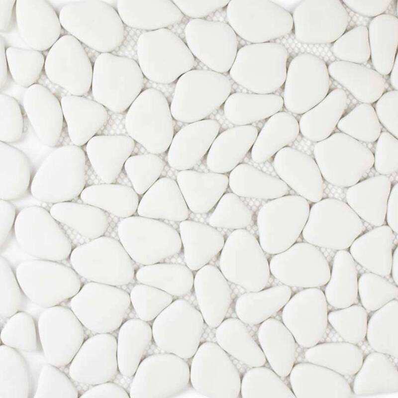 Huron Rock 12x12 Matte Glass Pebble Mosaic Tile - Floor, Wall, Backsplash