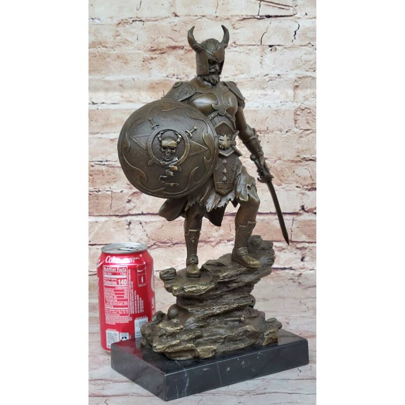 Fantasy Viking Warrior W/ Horned Helmet - Bronze Sculpture Statue Original Art By Kamiko