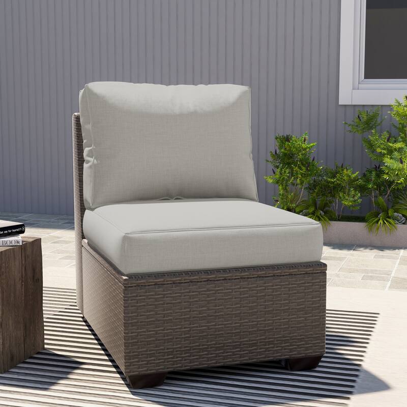 Outdoor Waterproof Rectangle Deep Seat Chair Cushion - Sunbrella- Beige